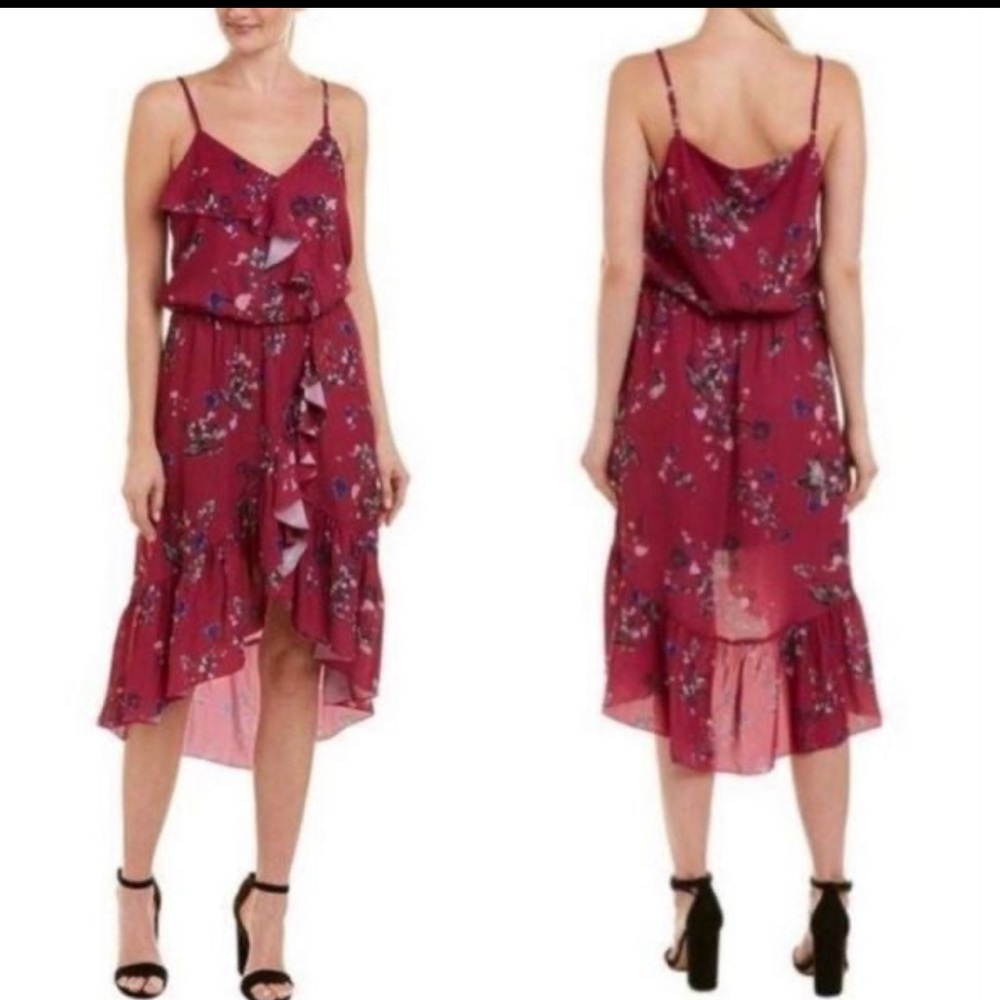 Parker Floral Ruffled Hi-Lo Midi Dress. Color Delfina Size XS NWT